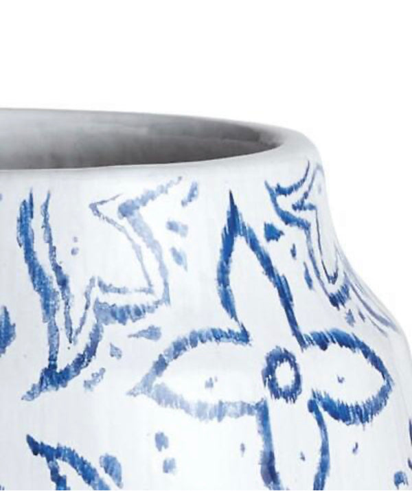 Mediterranean Blue White Medallion Vase