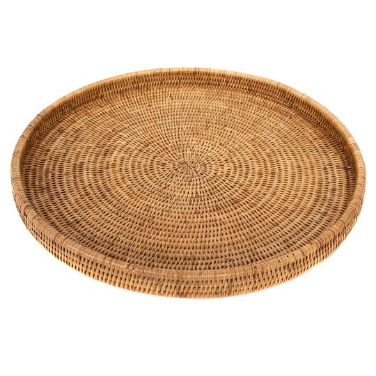 LARGE HONEY BROWN ROUND TRAY