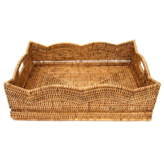 SCALLOP HONEY BROWN RECTANGULAR TRAY