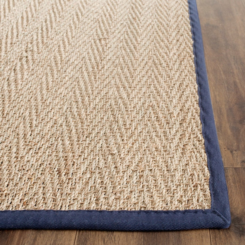 HERRINGBONE SISAL NATURAL/NAVY RUG