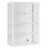 WHITE WALL HANGING GLASS DISPLAY CABINET