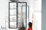 WHITE WALL HANGING GLASS DISPLAY CABINET