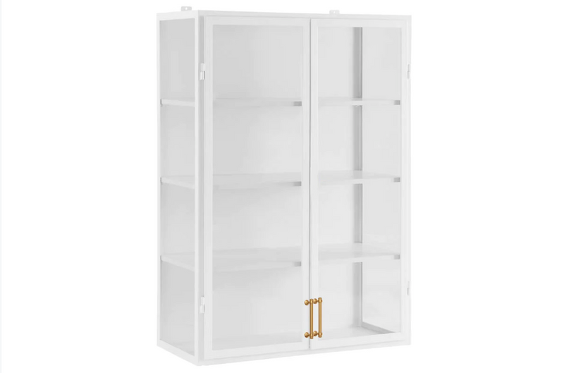 WHITE WALL HANGING GLASS DISPLAY CABINET