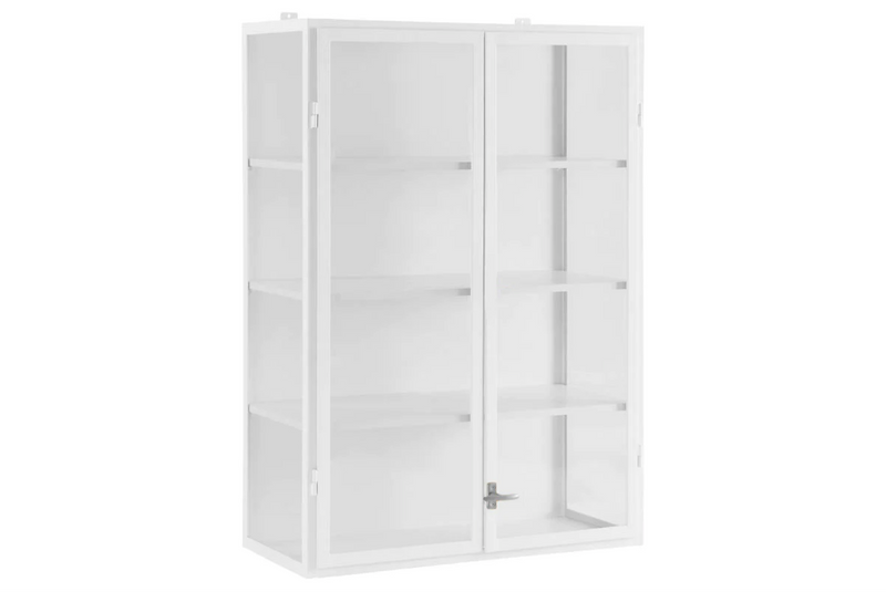 WHITE WALL HANGING GLASS DISPLAY CABINET