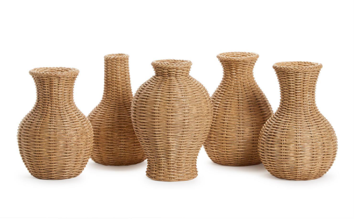 SET OF 5 BASKETWEAVE VASES