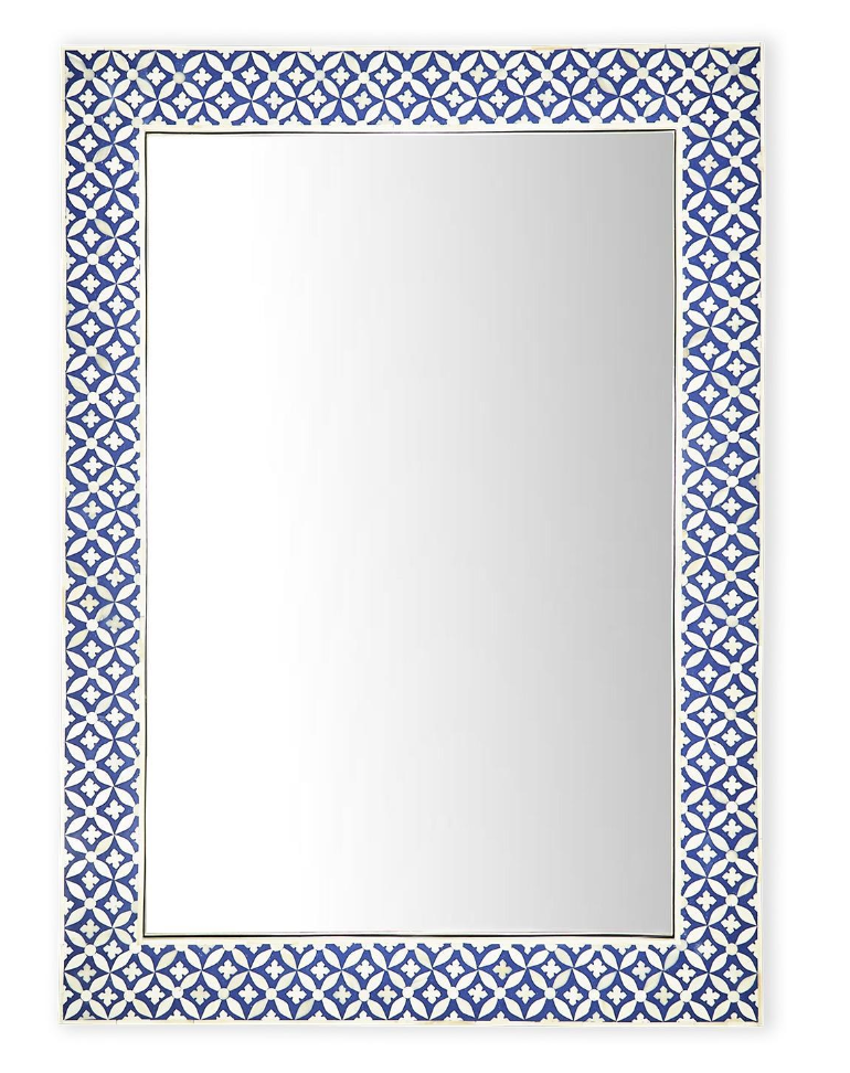 NAVY BONE INLAY WALL MIRROR