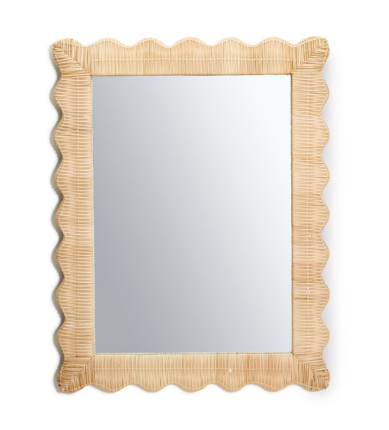 WICKER WEAVE SCALLOPED MIRROR