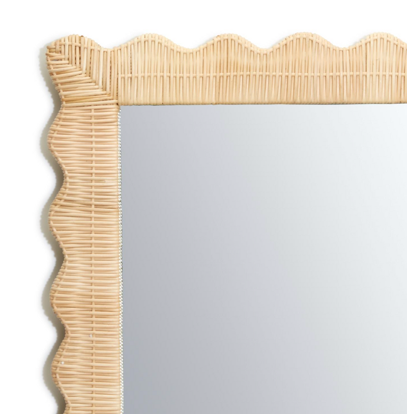 WICKER WEAVE SCALLOPED MIRROR