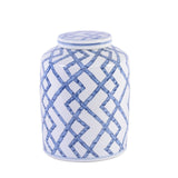 BLUE AND WHITE BAMBOO TEA JAR