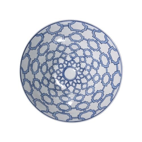 BLUE AND WHITE OCTAGONAL BOWL