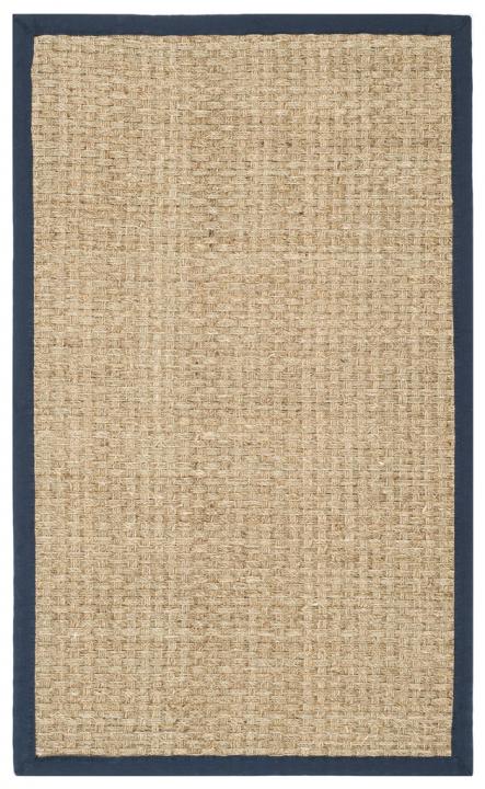 BASKETWEAVE SISAL NATURAL/NAVY RUG