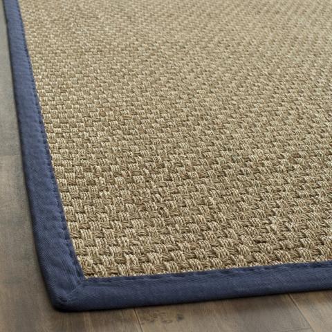 BASKETWEAVE SISAL NATURAL/NAVY RUG