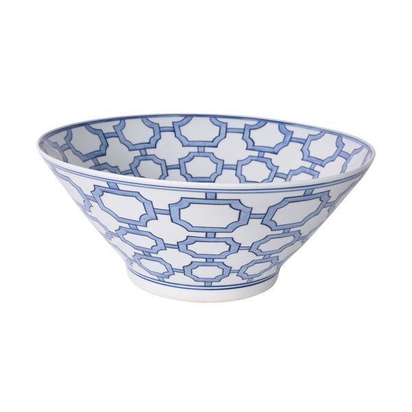 BLUE AND WHITE OCTAGONAL BOWL